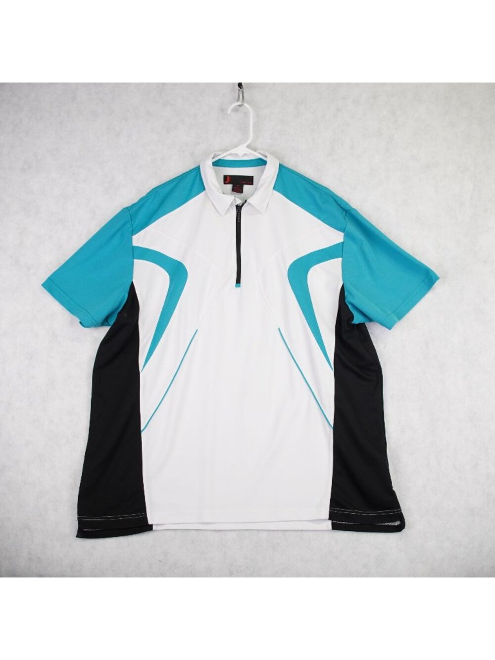 Jamie Sadock Mens XXL White & Teal Short Sleeve Golf Polo Shirt Lightweight
